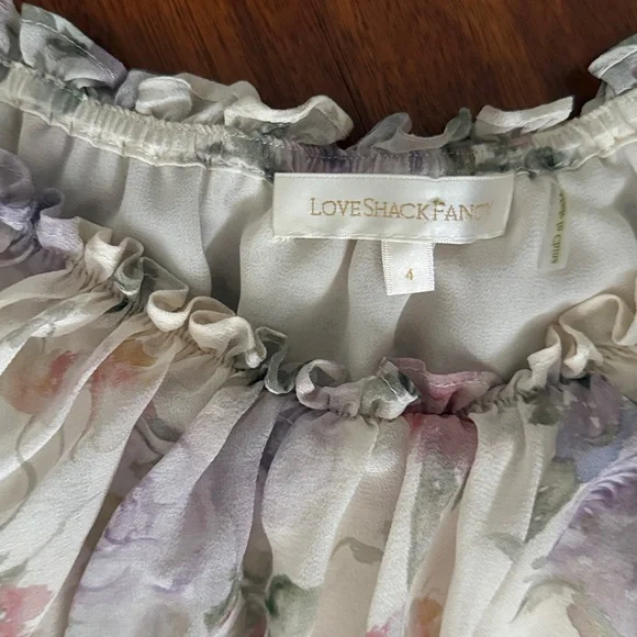 LoveShackFancy Plum maxi tiered off the shoulder silk Dress Size 4 - Picture 9 of 16